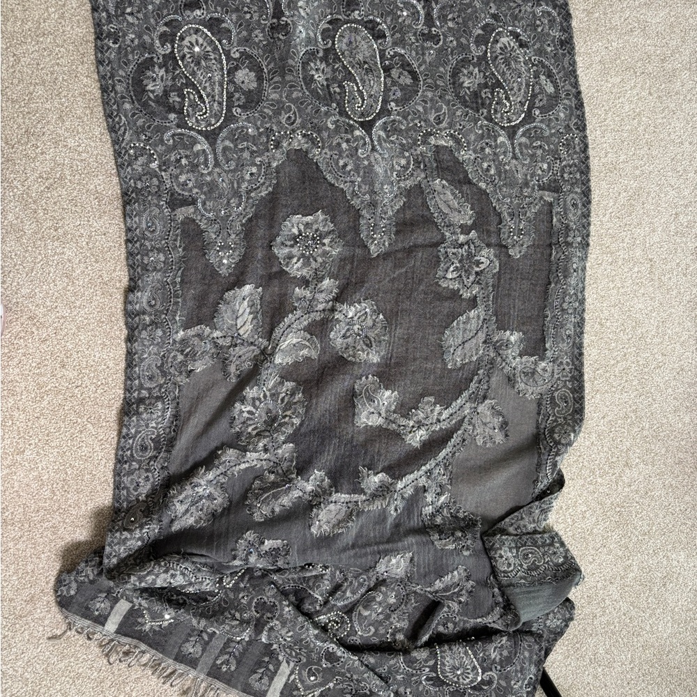 Karma Gray Paisley Floral Scarf